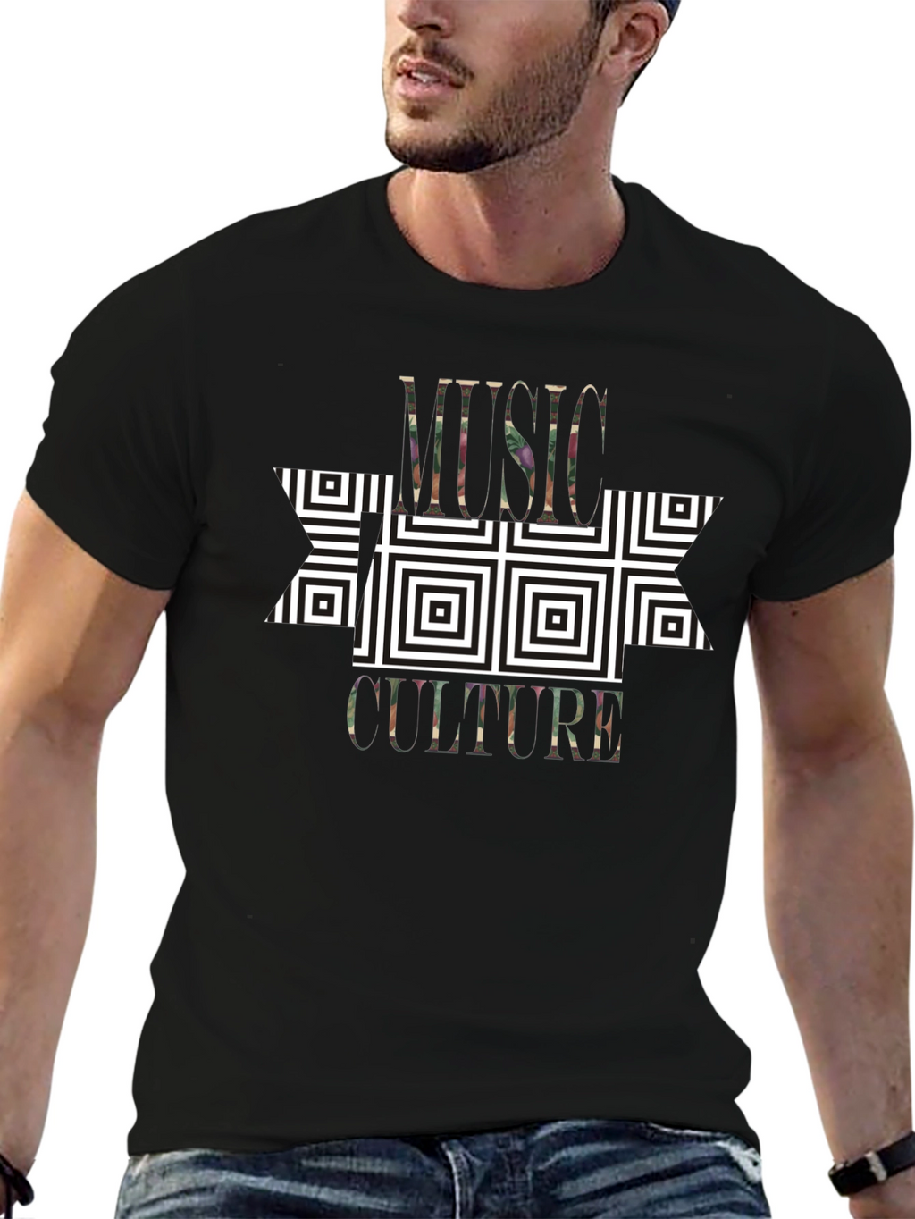Music Culture Graphic Print Black T-Shirt