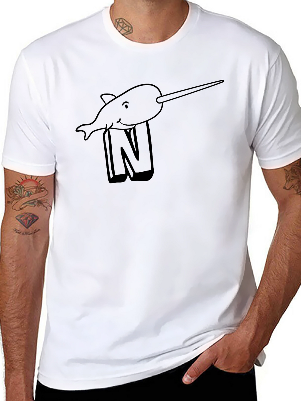 Narwhal N T-Shirt - Black Cotton Tee