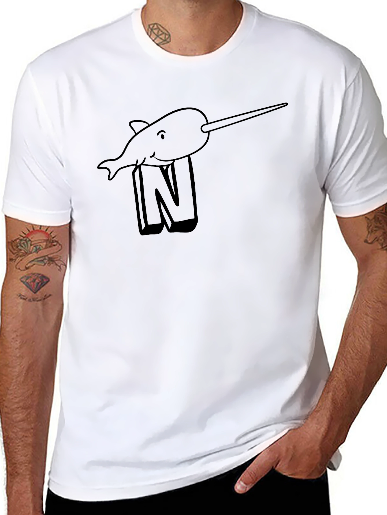 Narwhal N T-Shirt - Black Cotton Tee