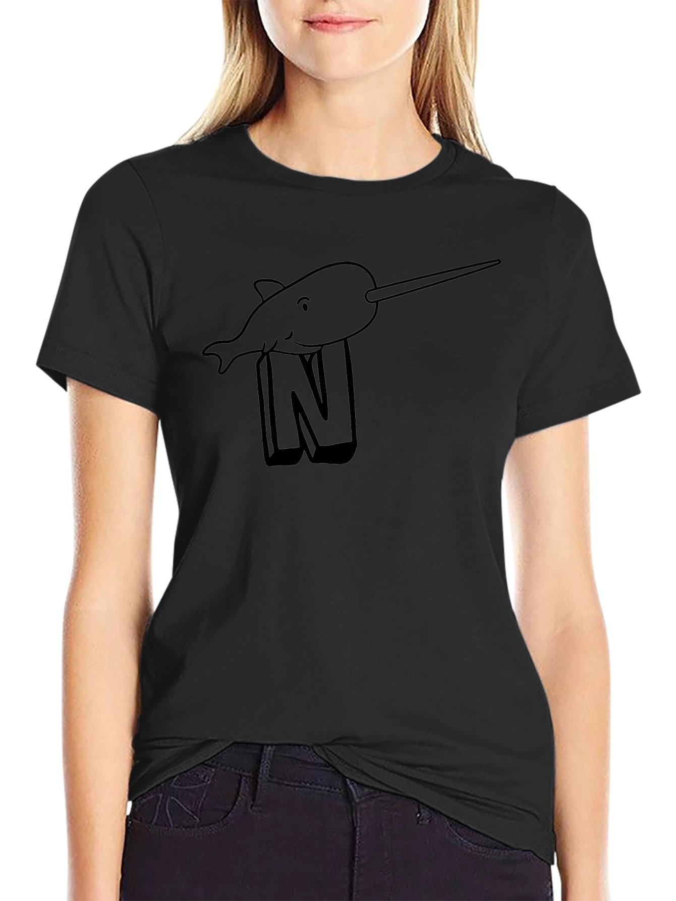 Narwhal N T-Shirt - Black Cotton Tee
