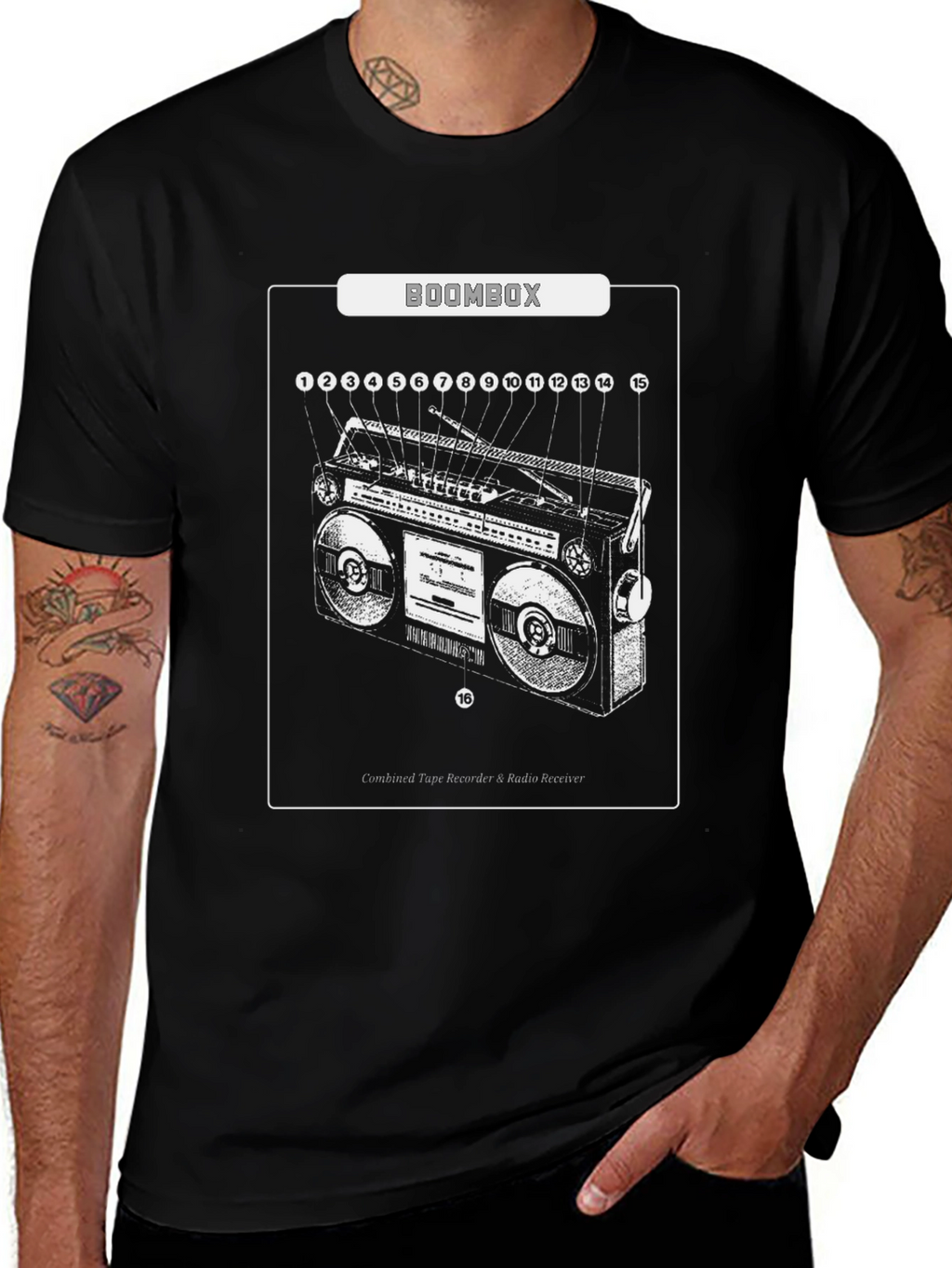 Boombox Diagram Graphic T-Shirt