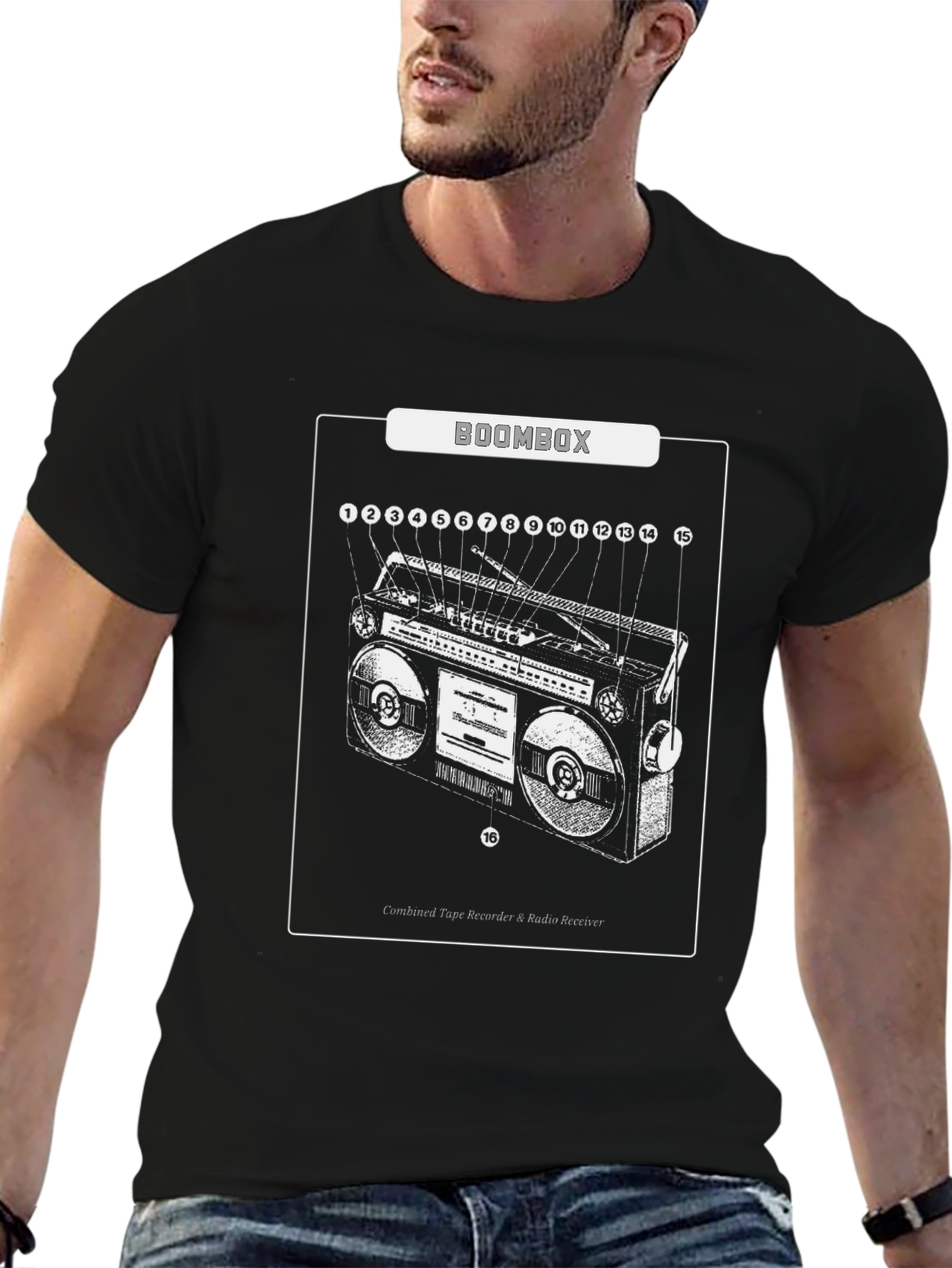 Boombox Diagram Graphic T-Shirt
