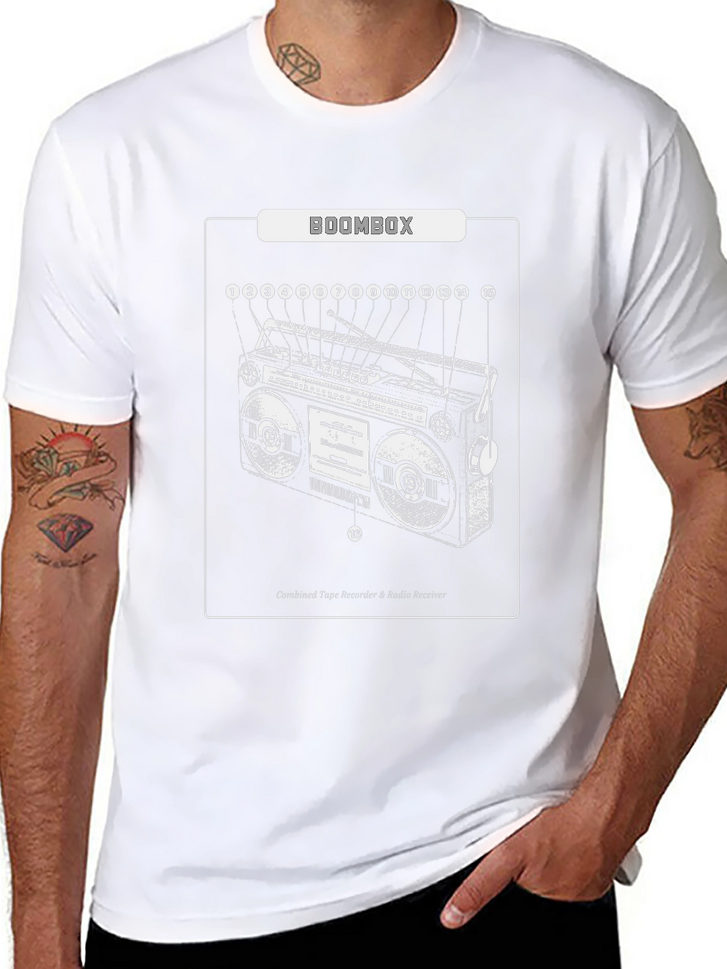 Boombox Diagram Graphic T-Shirt