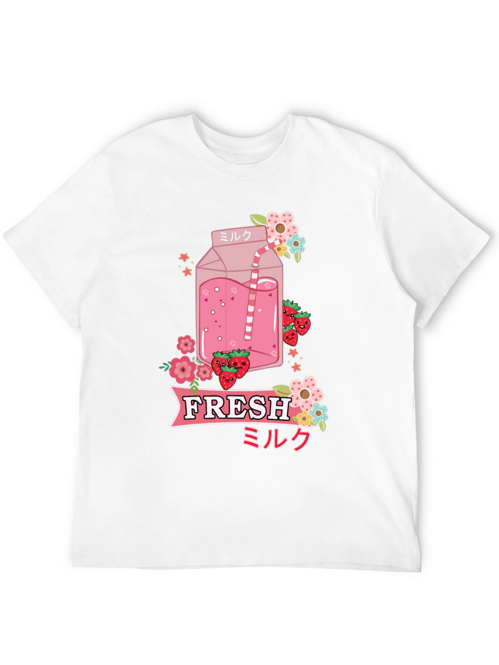 Kawaii Strawberry Milk T-Shirt - Fresh Anime Style