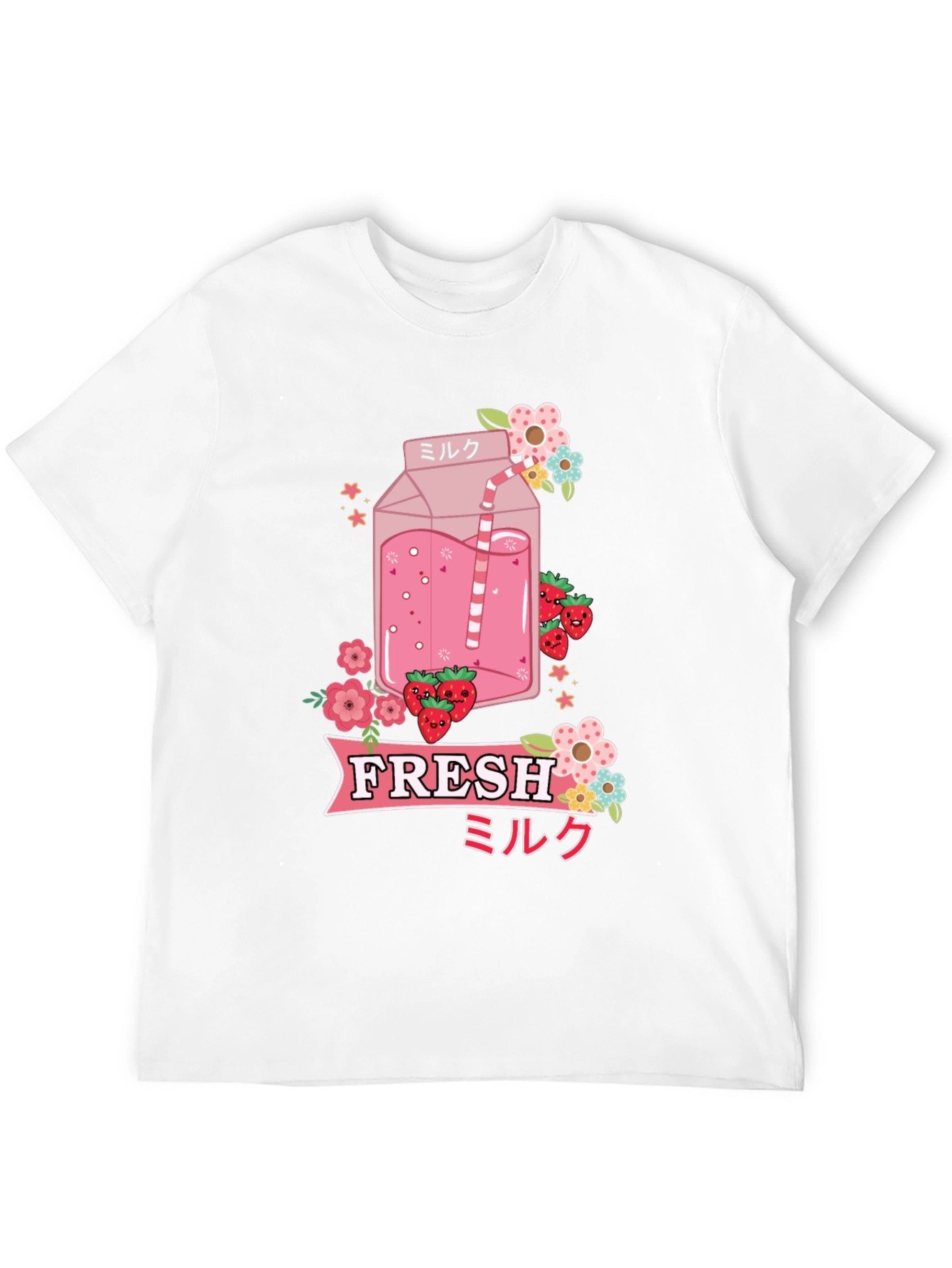 Kawaii Strawberry Milk T-Shirt - Fresh Anime Style