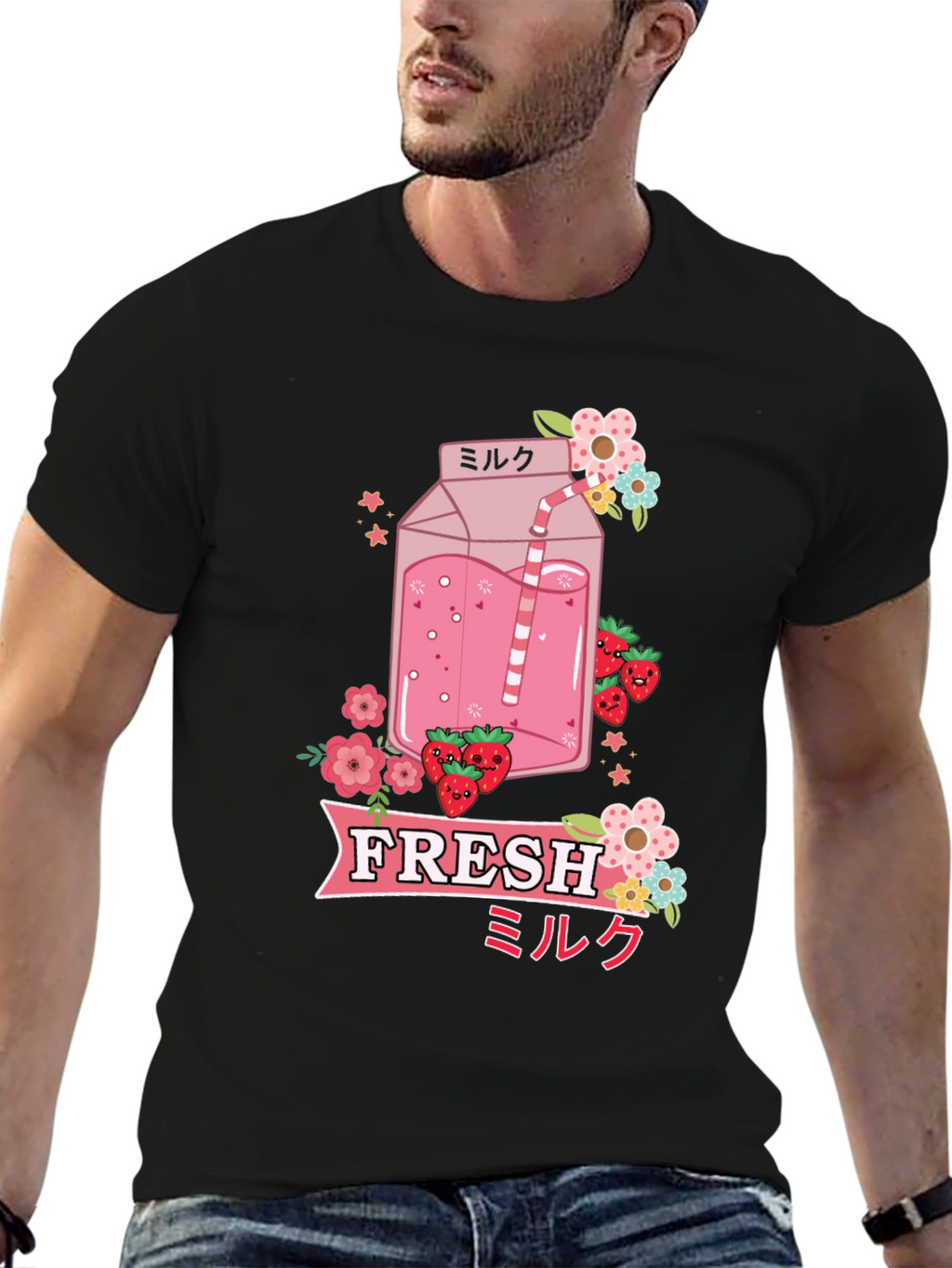 Kawaii Strawberry Milk T-Shirt - Fresh Anime Style