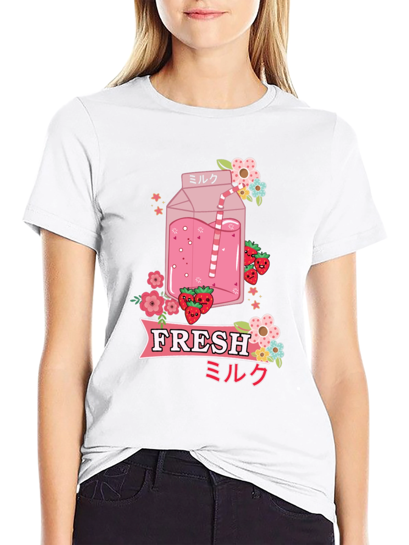 Kawaii Strawberry Milk T-Shirt - Fresh Anime Style