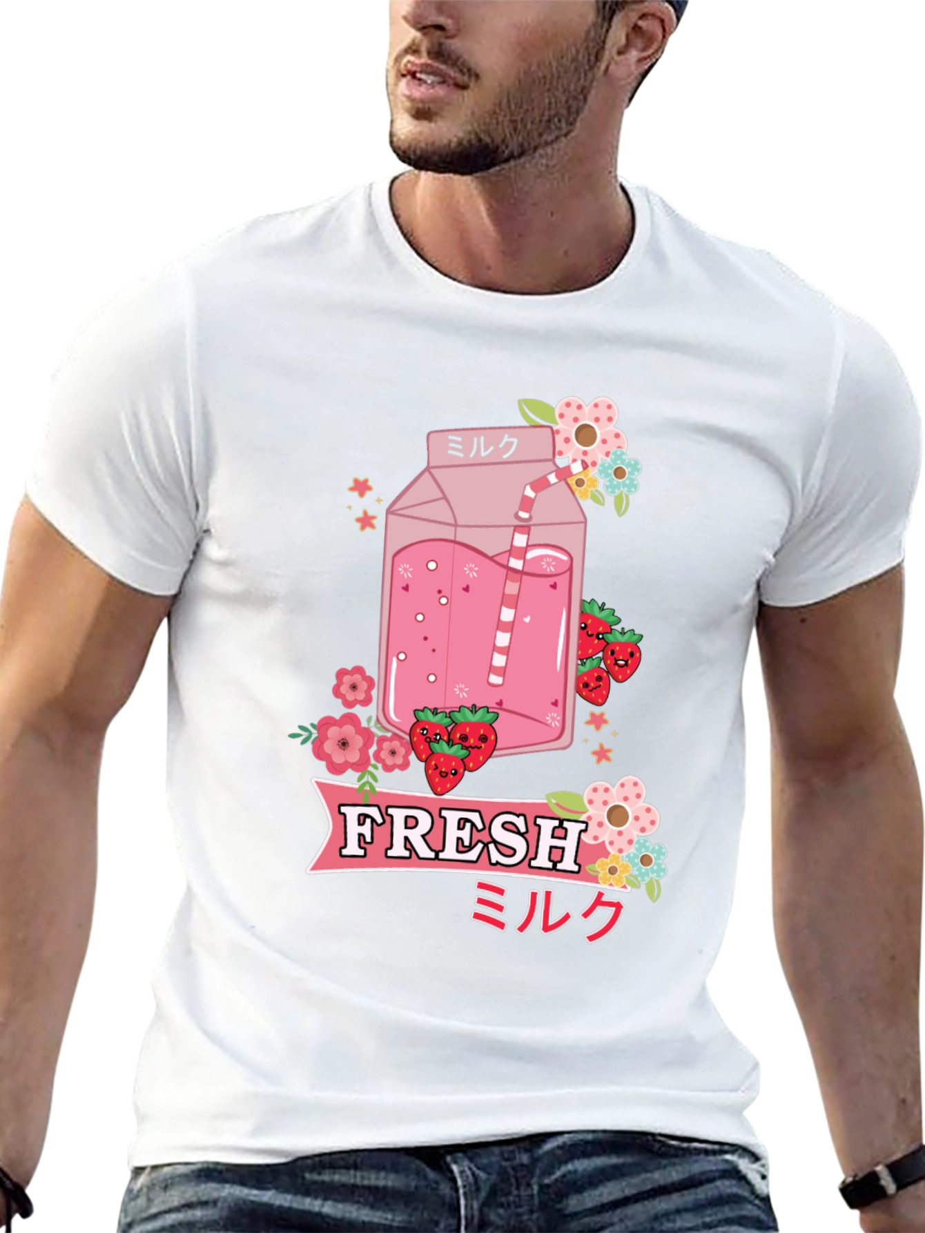Kawaii Strawberry Milk T-Shirt - Fresh Anime Style