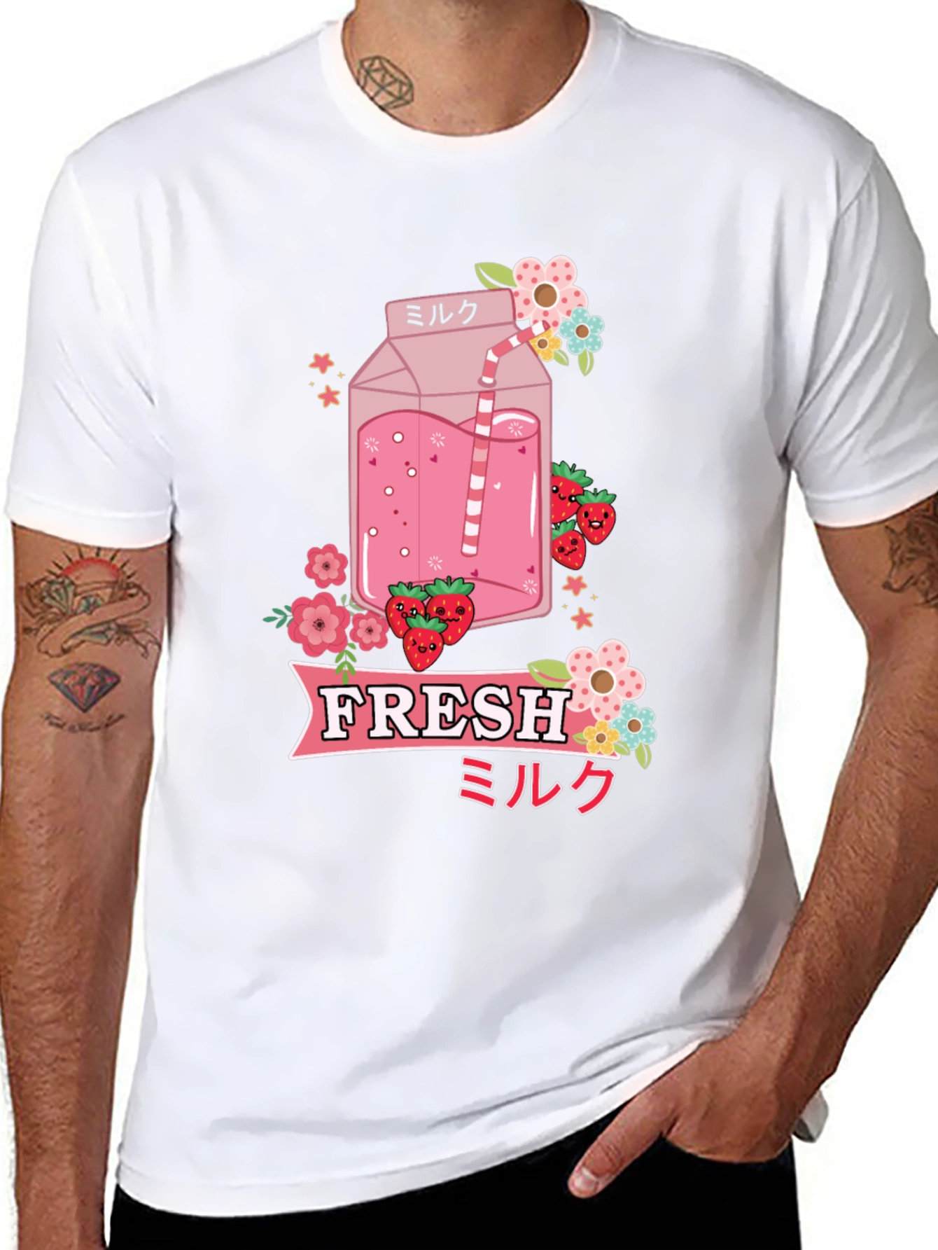 Kawaii Strawberry Milk T-Shirt - Fresh Anime Style