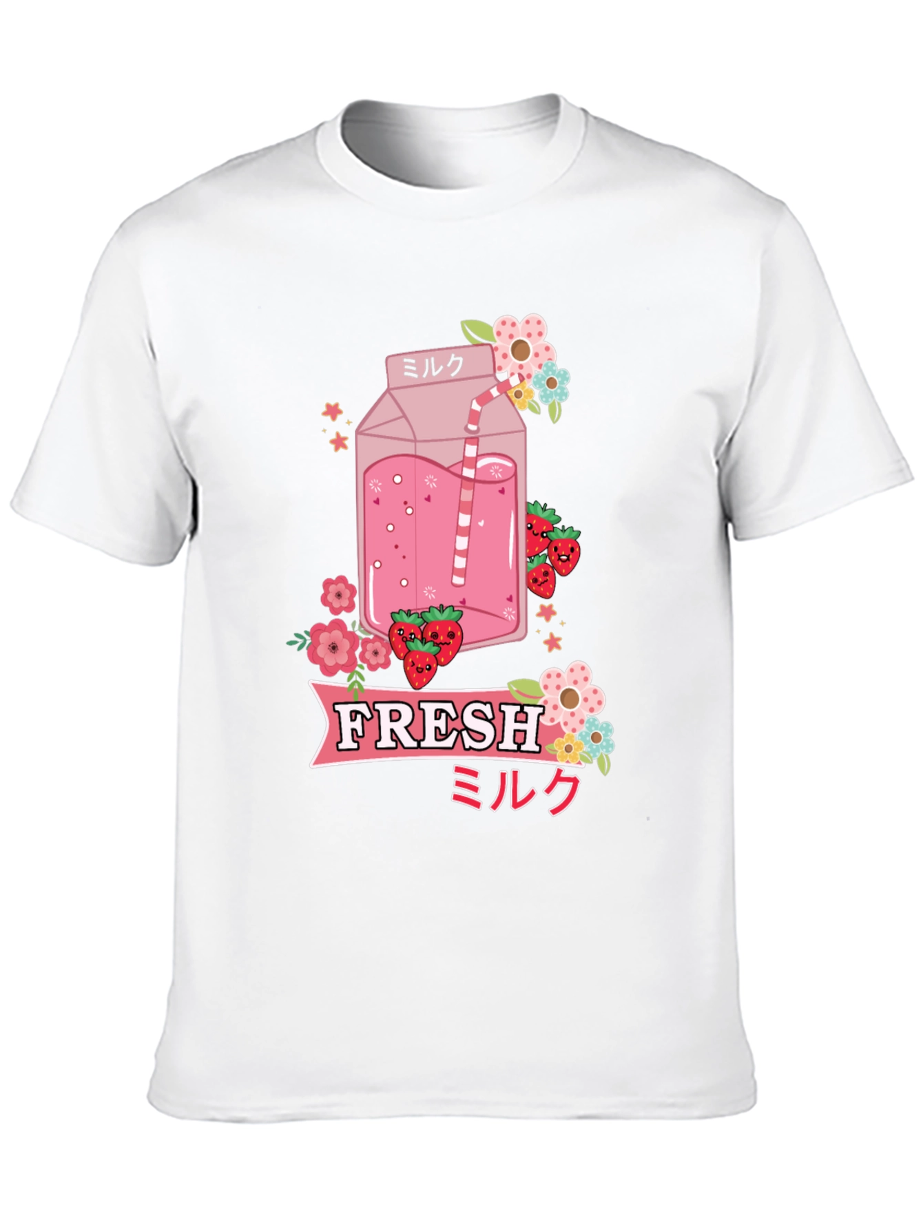 Kawaii Strawberry Milk T-Shirt - Fresh Anime Style