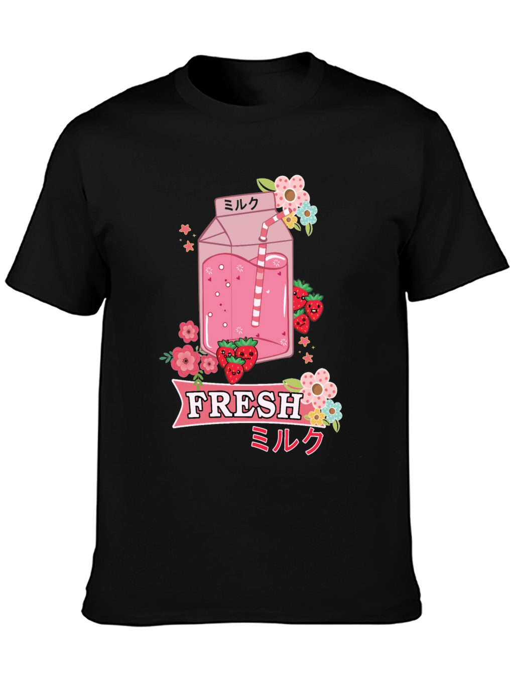Kawaii Strawberry Milk T-Shirt - Fresh Anime Style