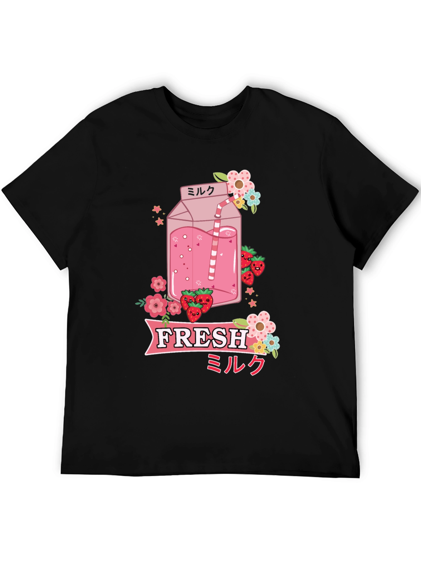 Kawaii Strawberry Milk T-Shirt - Fresh Anime Style