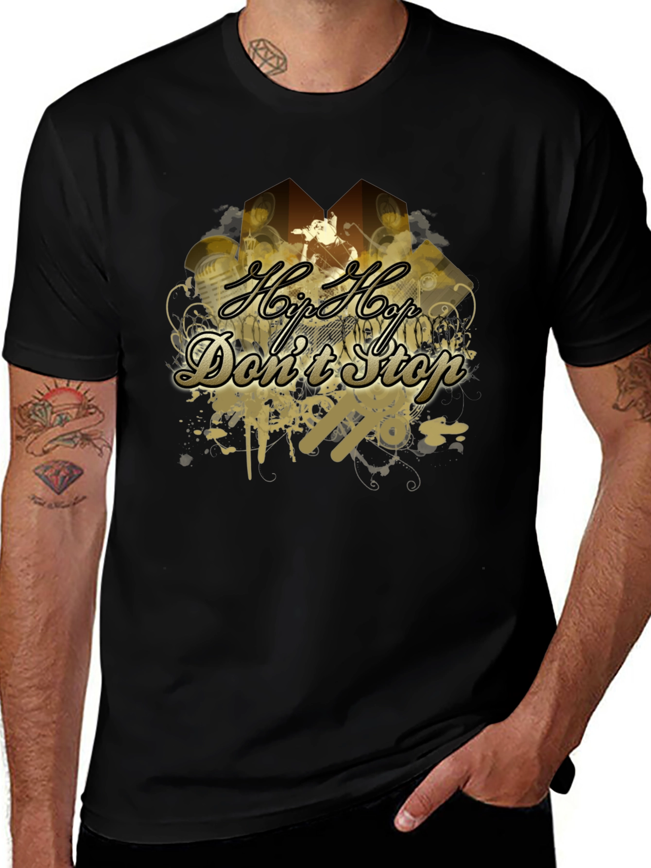 Hip Hop Dont Stop Black T-Shirt