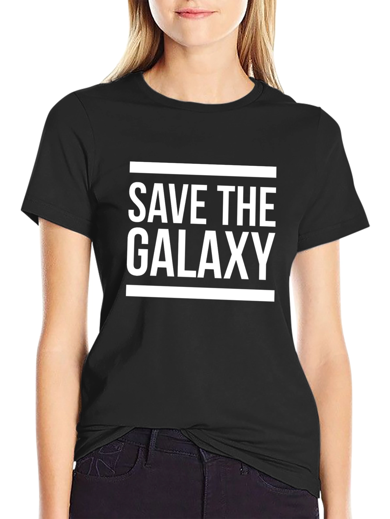 Save the Galaxy Graphic Tee - Black Cotton T-Shirt