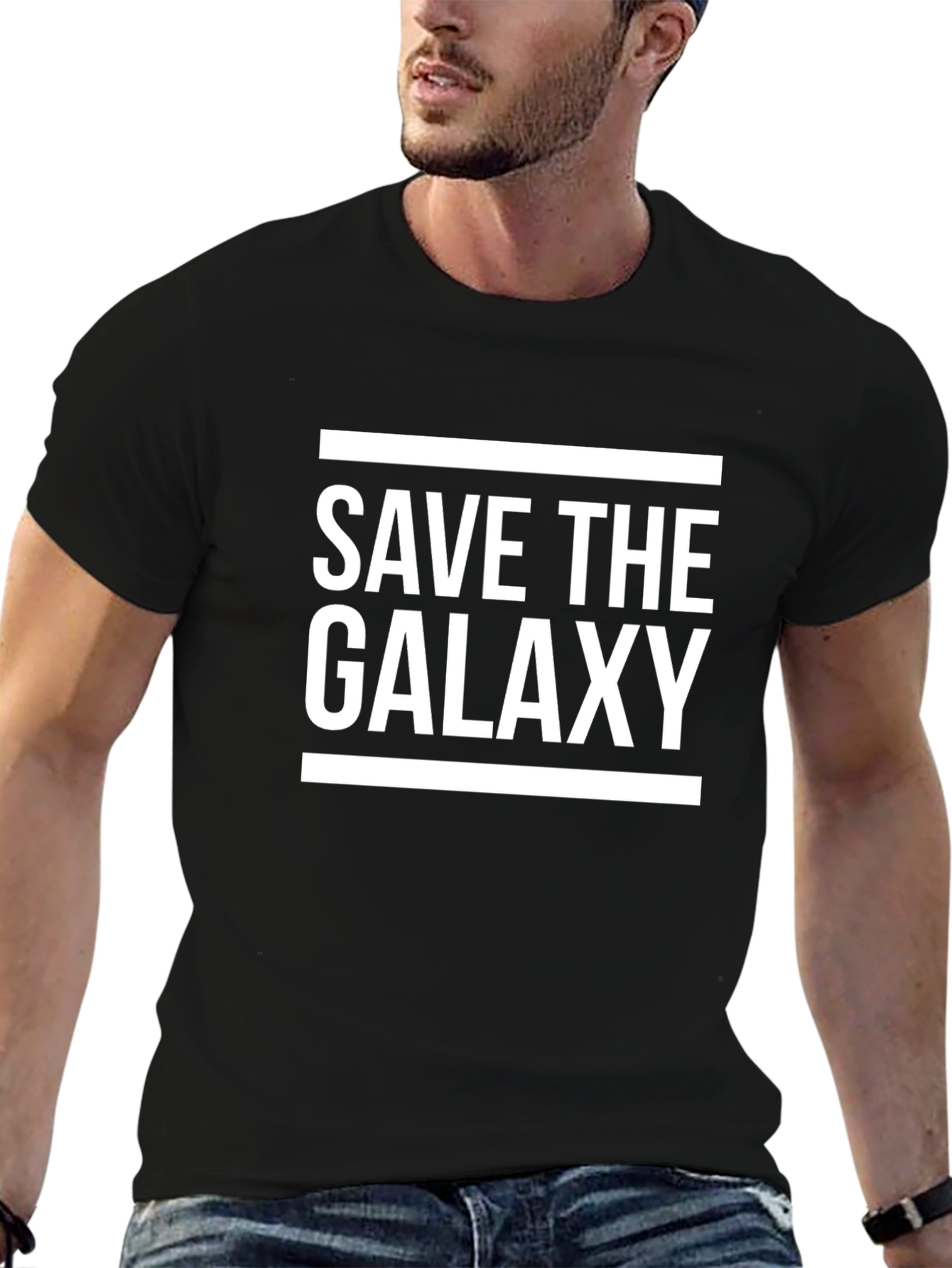 Save the Galaxy Graphic Tee - Black Cotton T-Shirt