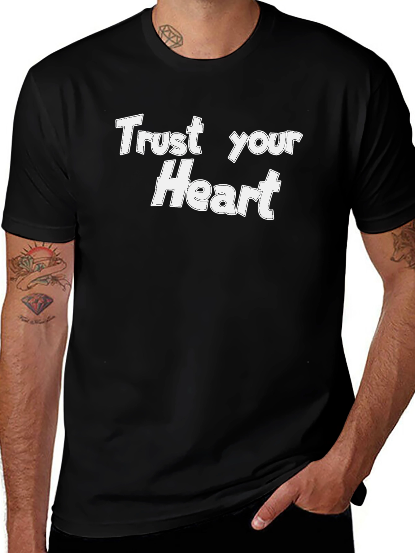 Trust Your Heart Graphic Tee - Black Cotton Comfort