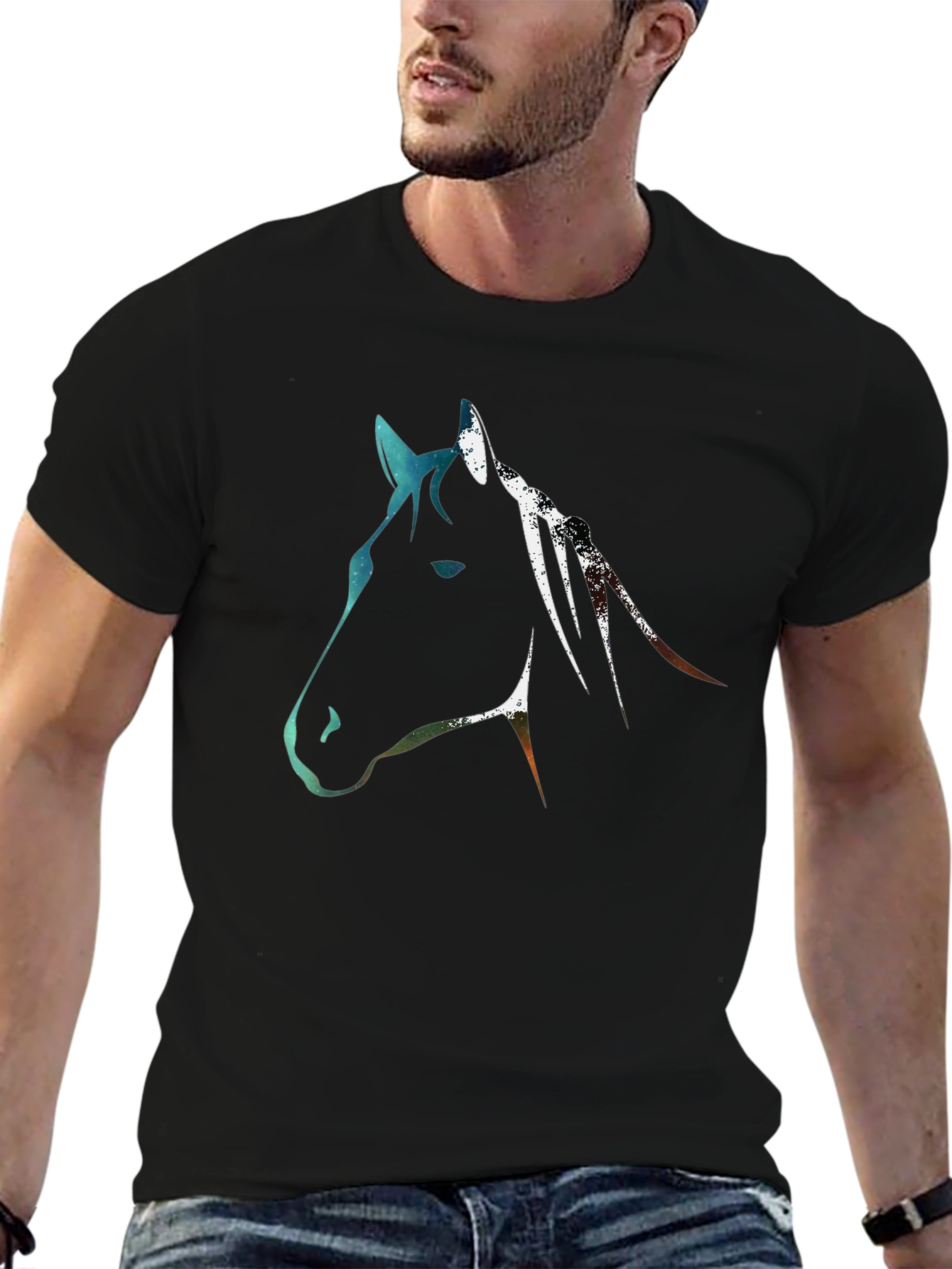 Abstract Horse Graphic Tee - Black