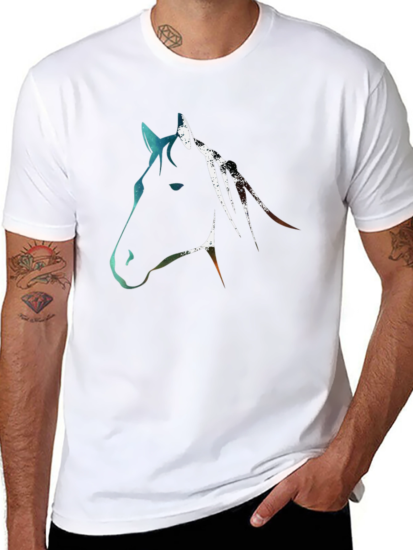 Abstract Horse Graphic Tee - Black