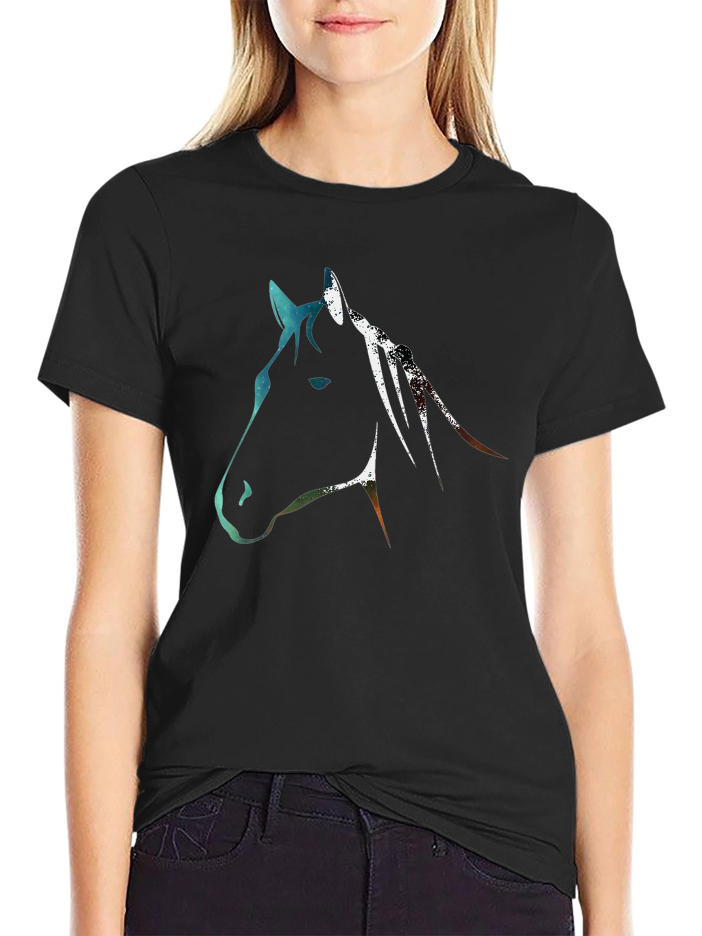 Abstract Horse Graphic Tee - Black