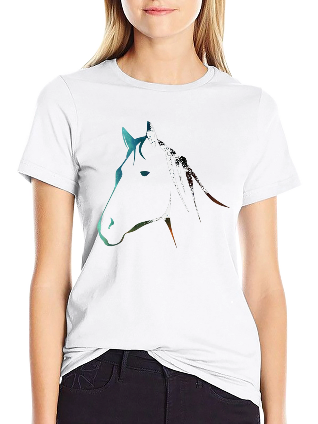 Abstract Horse Graphic Tee - Black