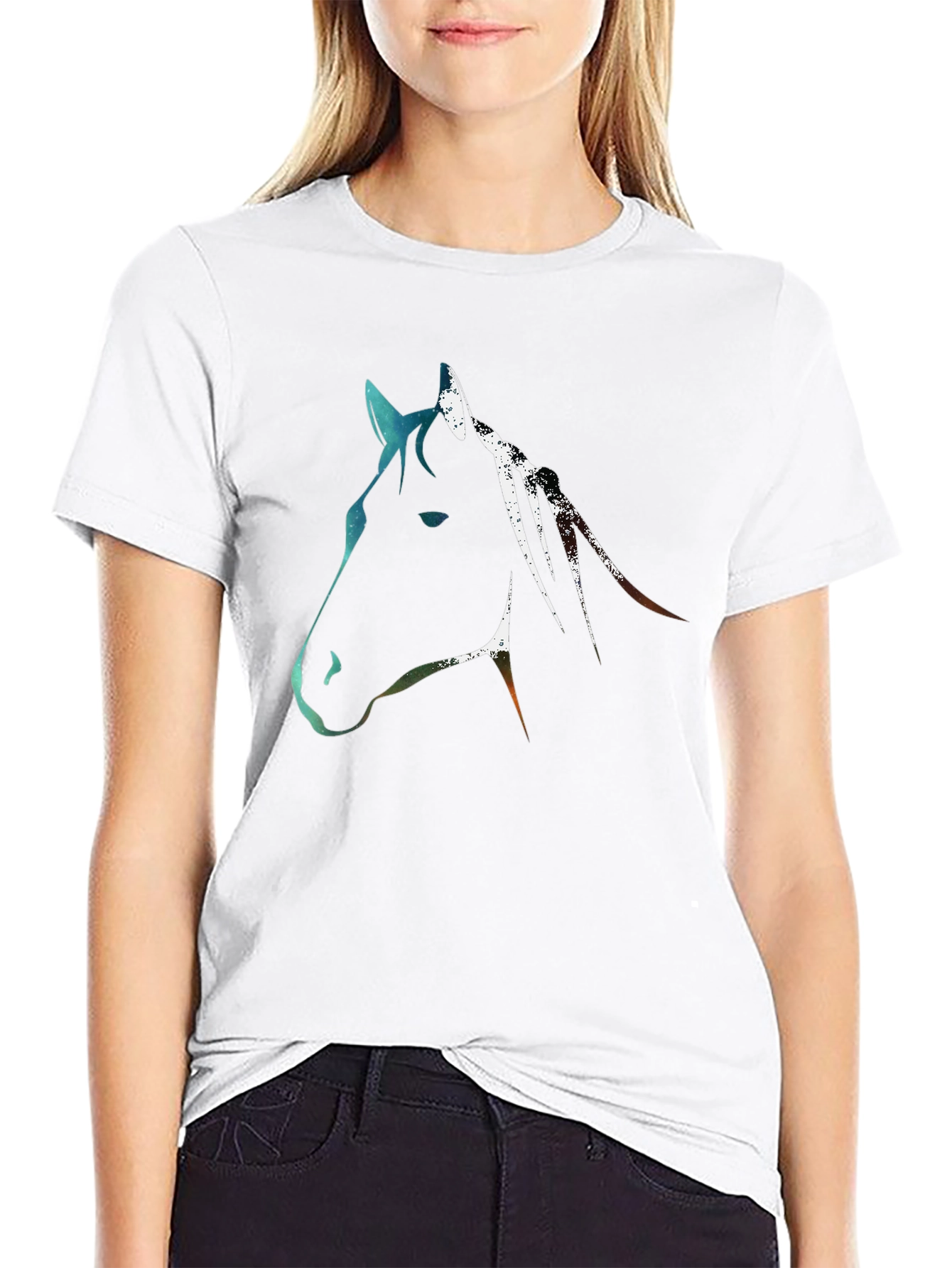 Abstract Horse Graphic Tee - Black