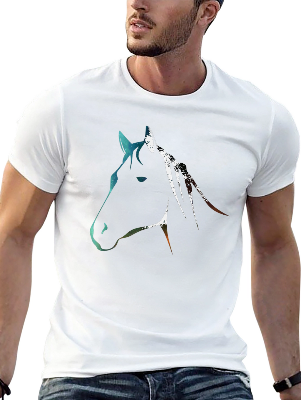 Abstract Horse Graphic Tee - Black