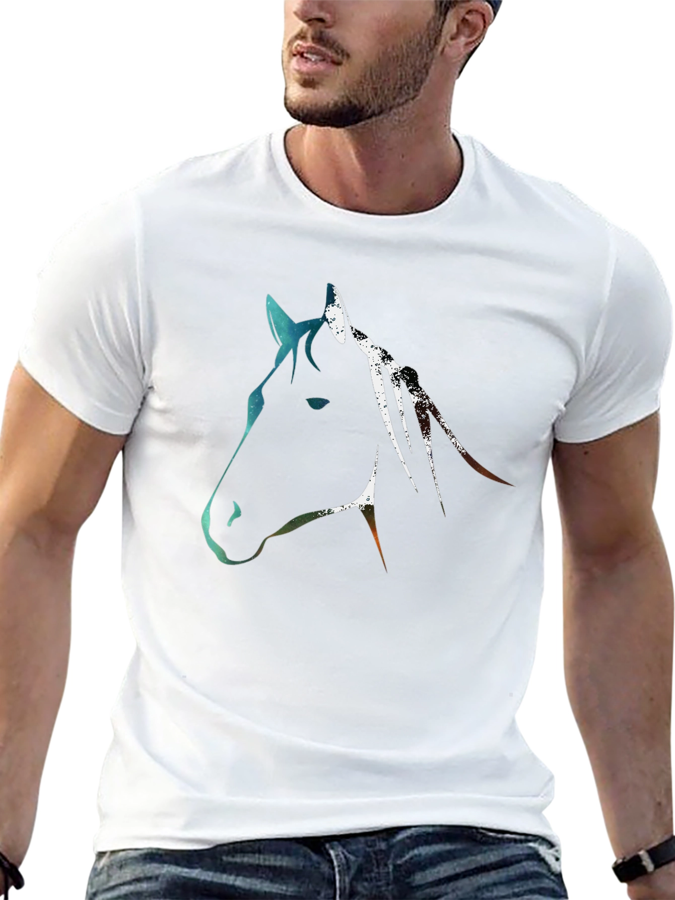 Abstract Horse Graphic Tee - Black