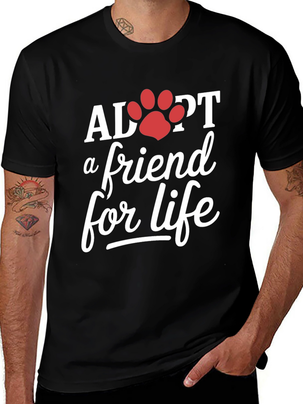 Adopt a Friend for Life Black T-Shirt