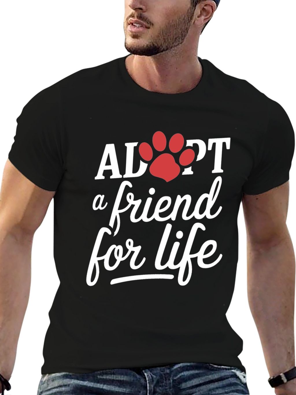 Adopt a Friend for Life Black T-Shirt