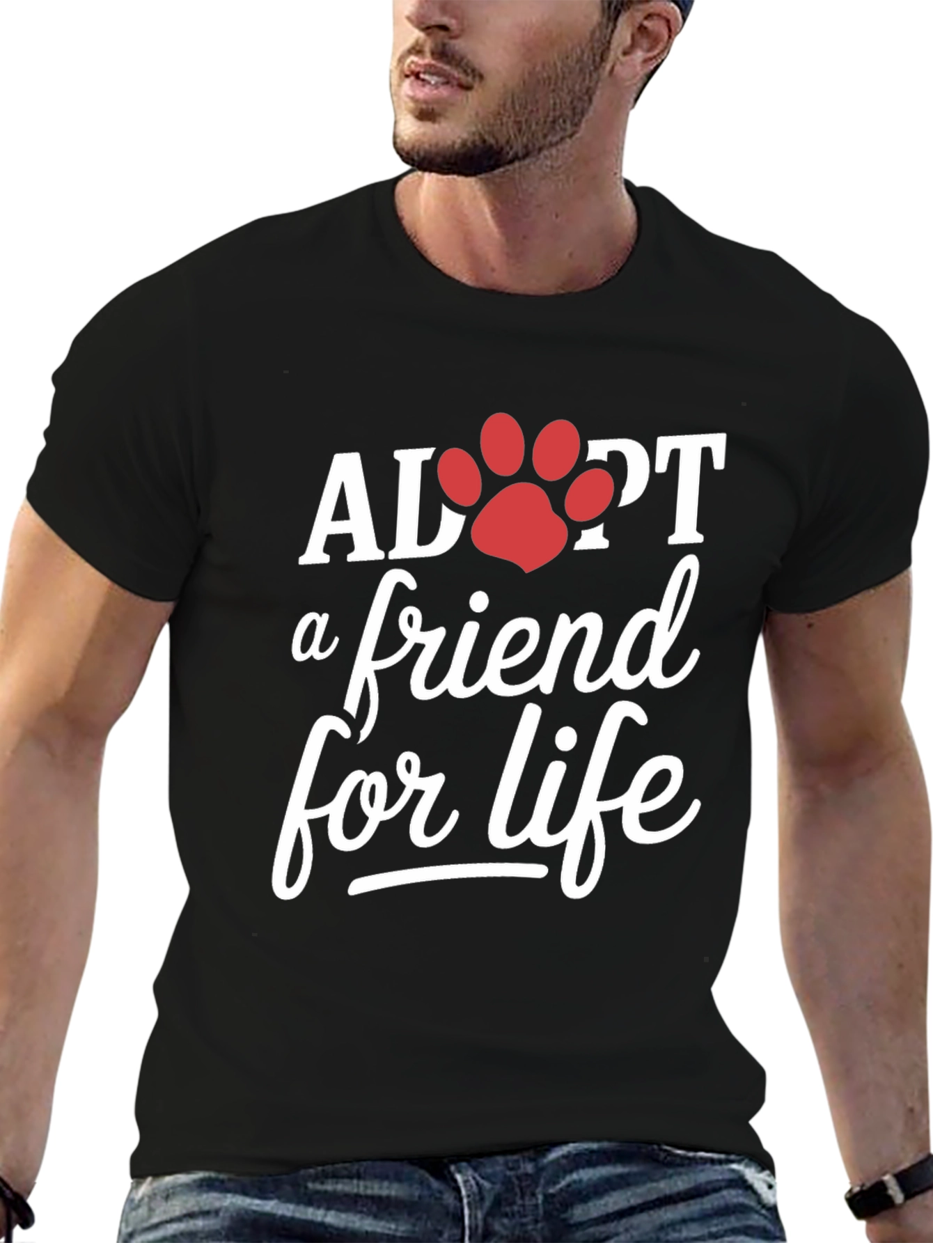 Adopt a Friend for Life Black T-Shirt