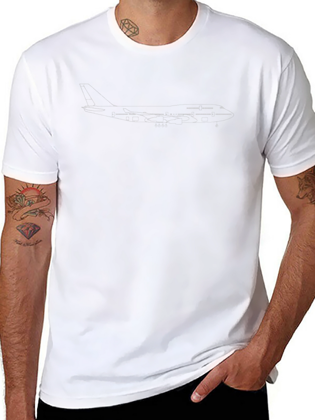 Boeing 747 Outline Graphic Tee - Jet Setter Style