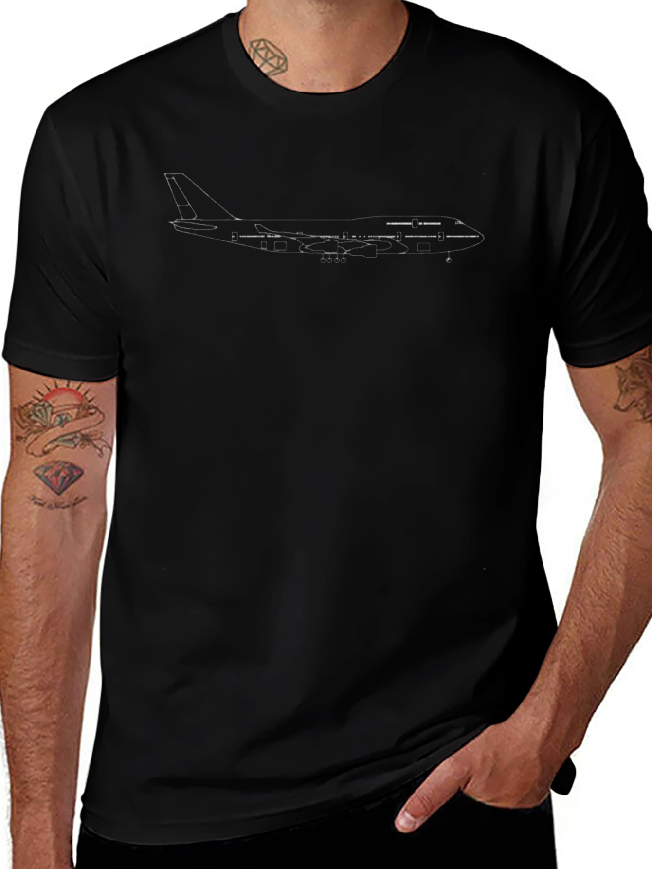 Boeing 747 Outline Graphic Tee - Jet Setter Style