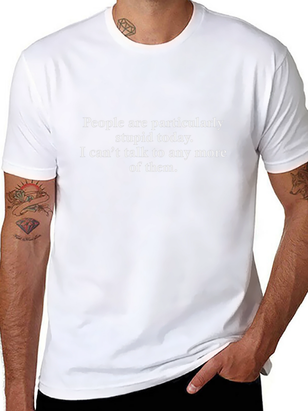 Humorous Stupid People Graphic Tee - Black