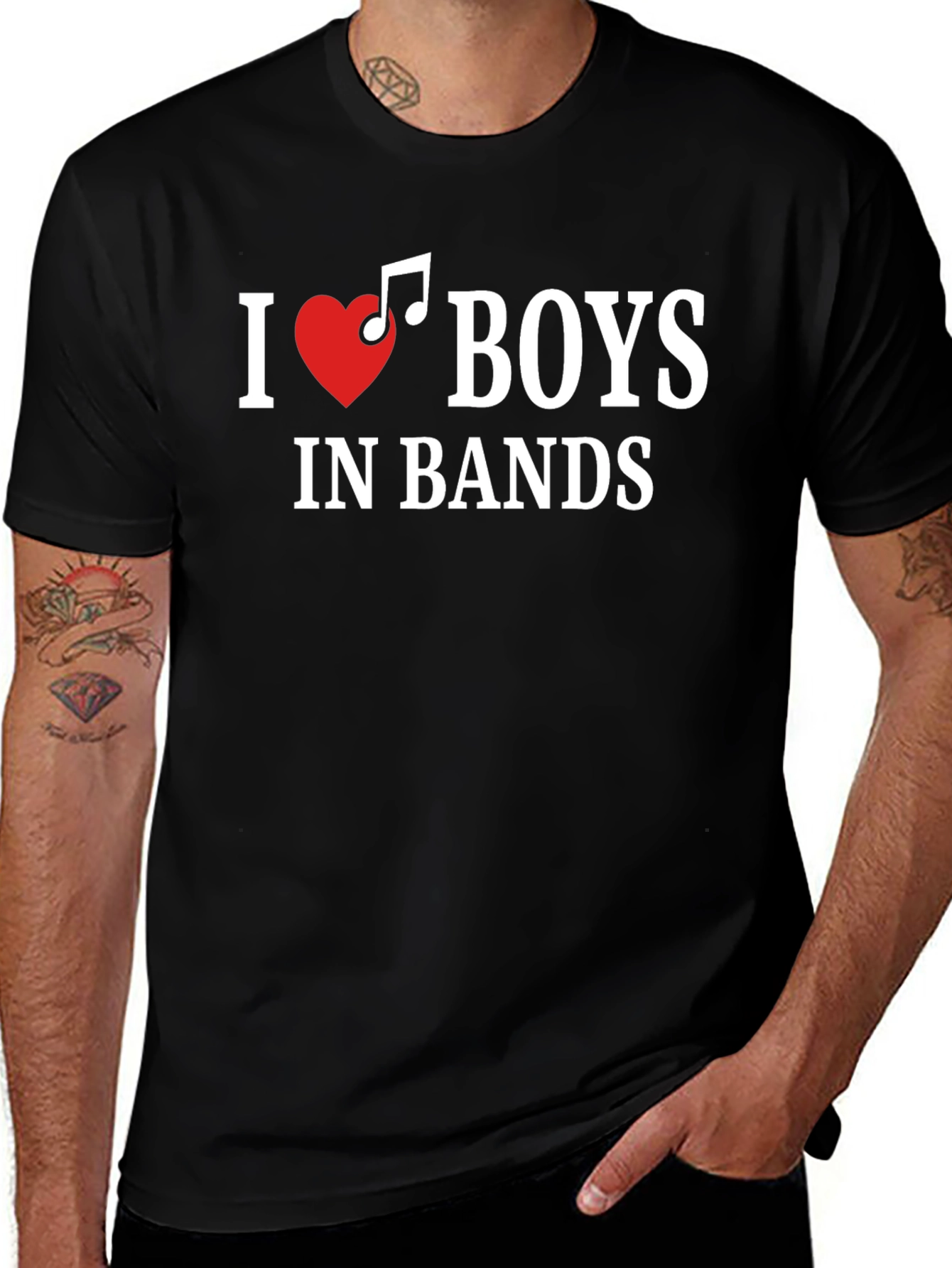 I Love Boys in Bands T-Shirt - Trendy Music Lover Tee