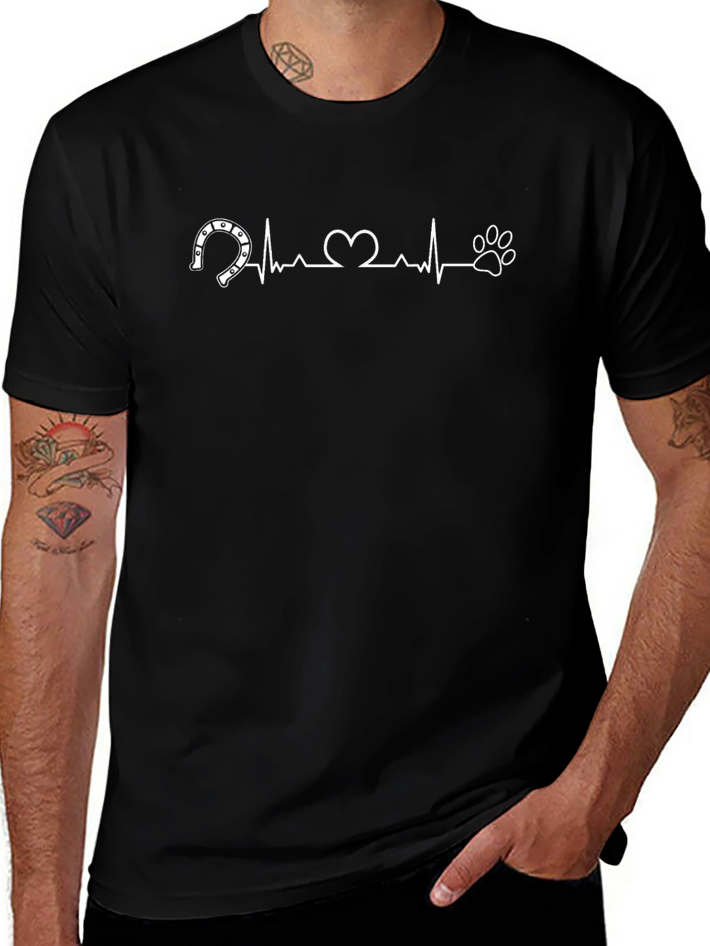 Horse & Paw Print Heartbeat T-Shirt