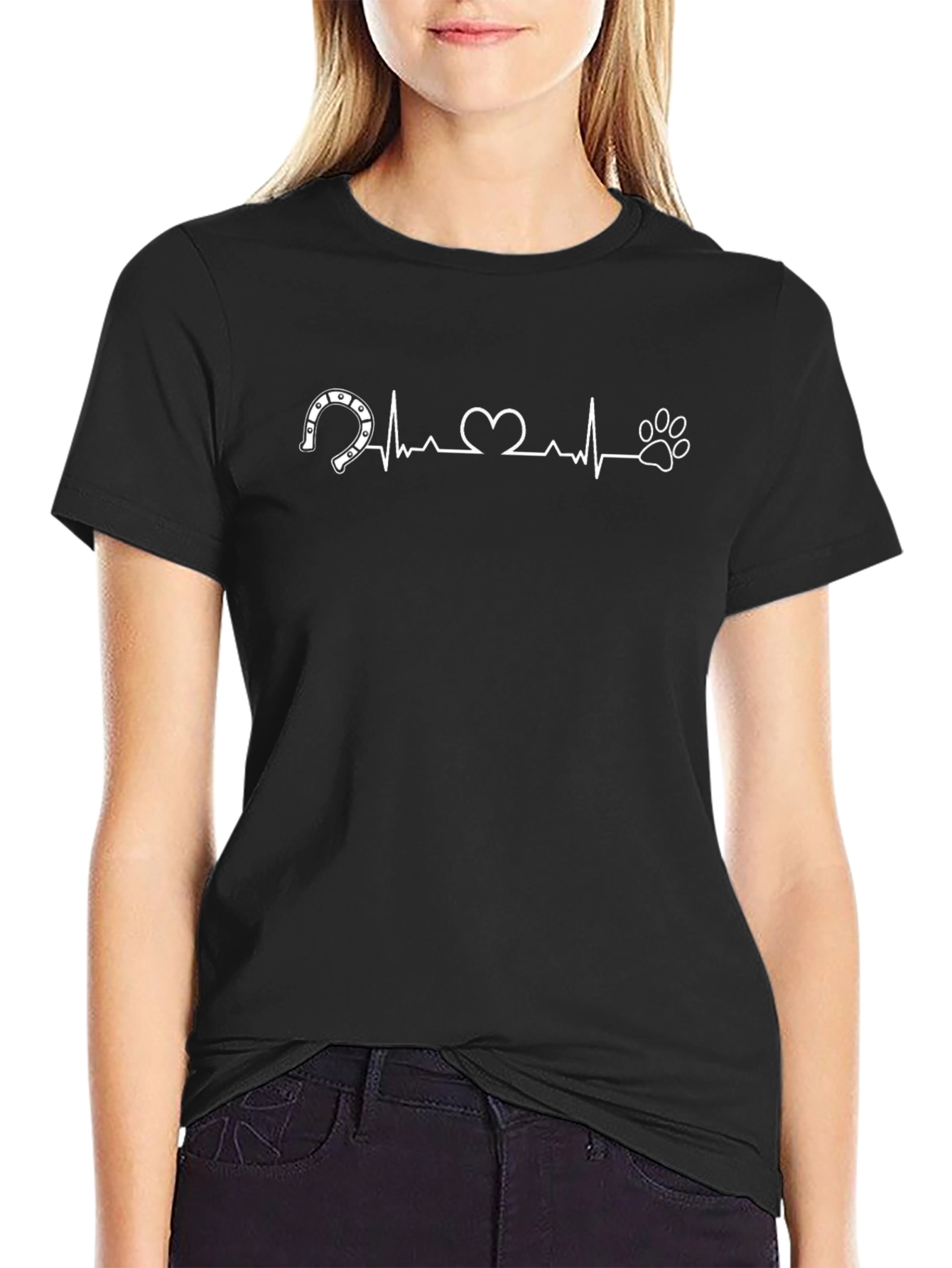 Horse & Paw Print Heartbeat T-Shirt