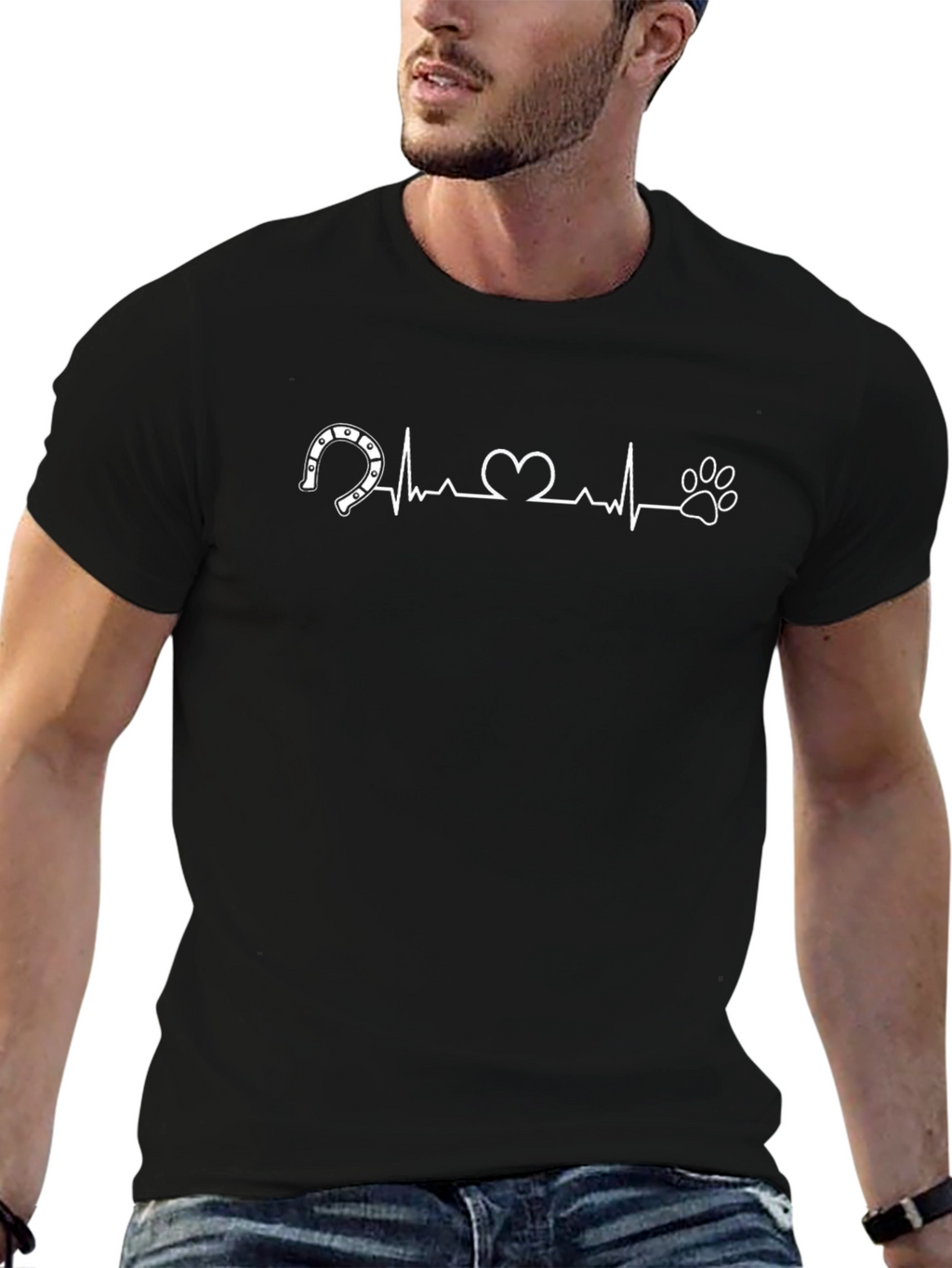 Horse & Paw Print Heartbeat T-Shirt