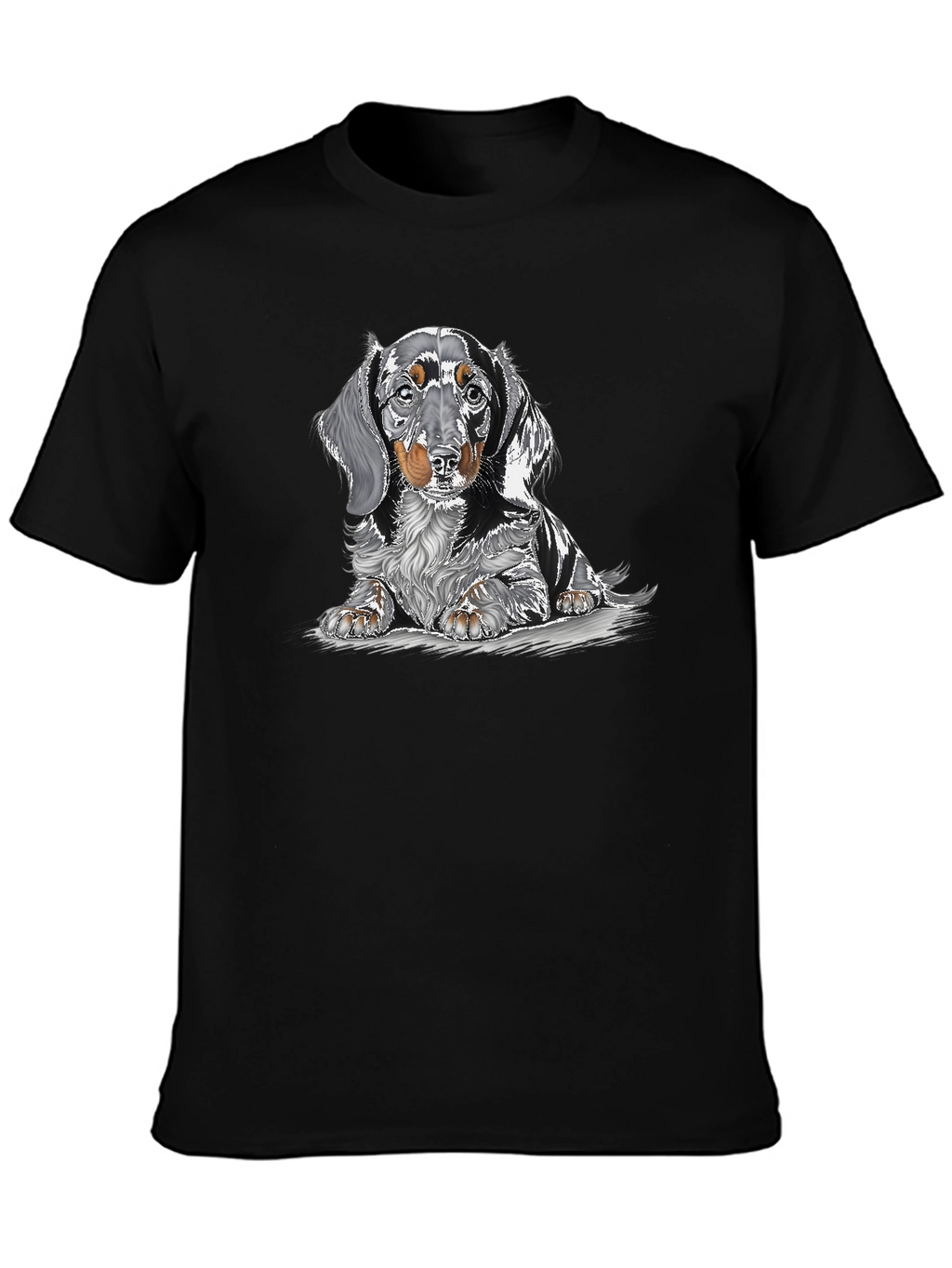 Dachshund Dog Graphic Print Black T-Shirt