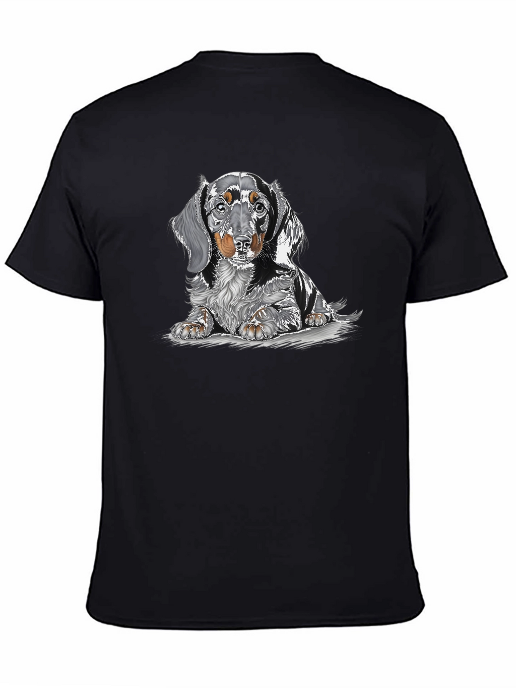 Dachshund Dog Graphic Print Black T-Shirt