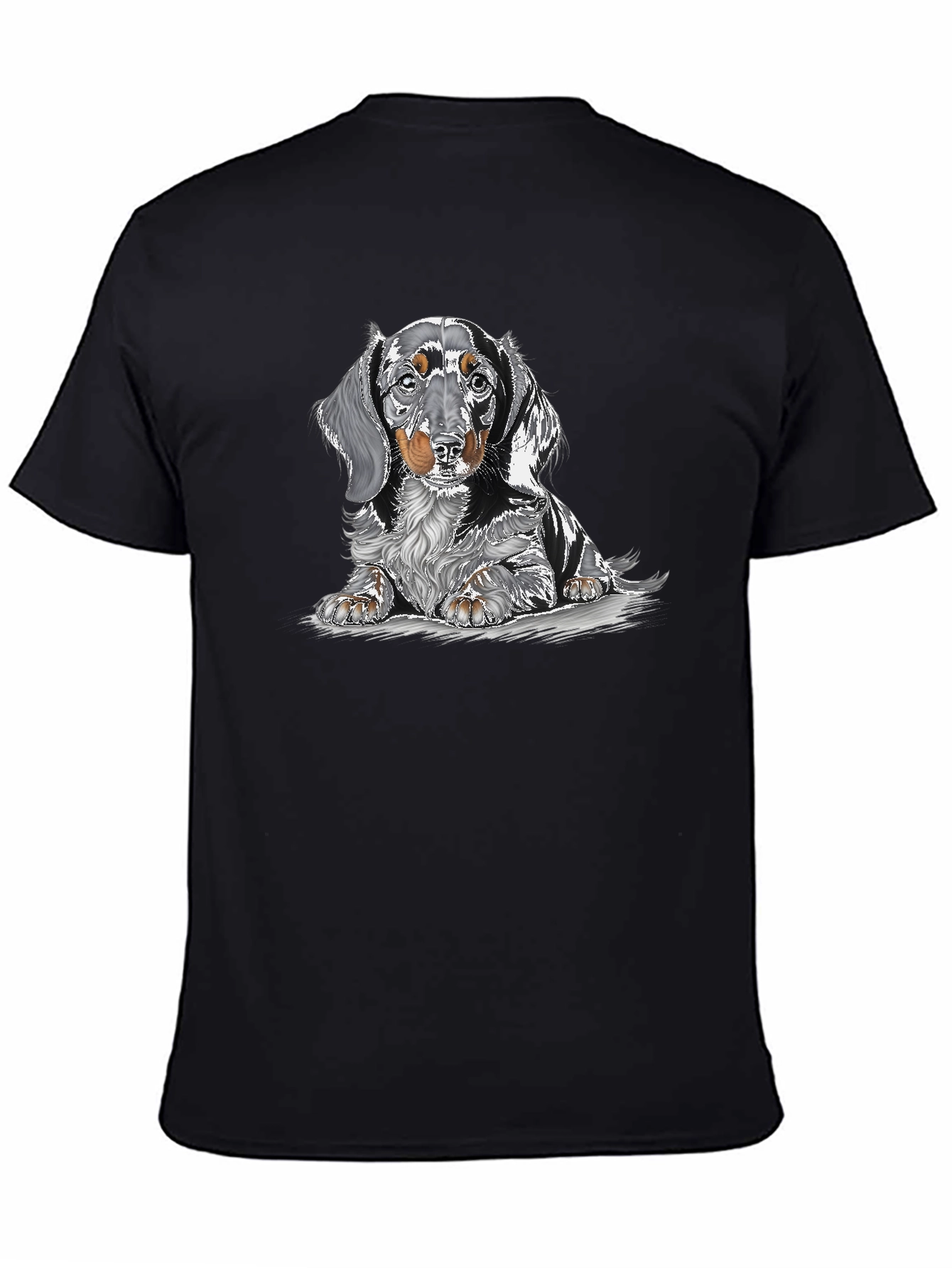 Dachshund Dog Graphic Print Black T-Shirt