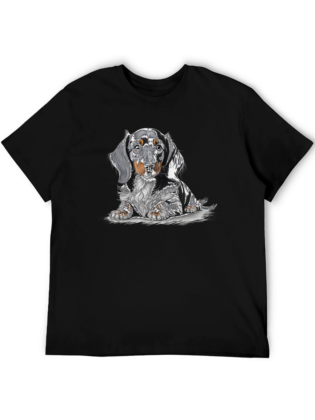 Dachshund Dog Graphic Print Black T-Shirt