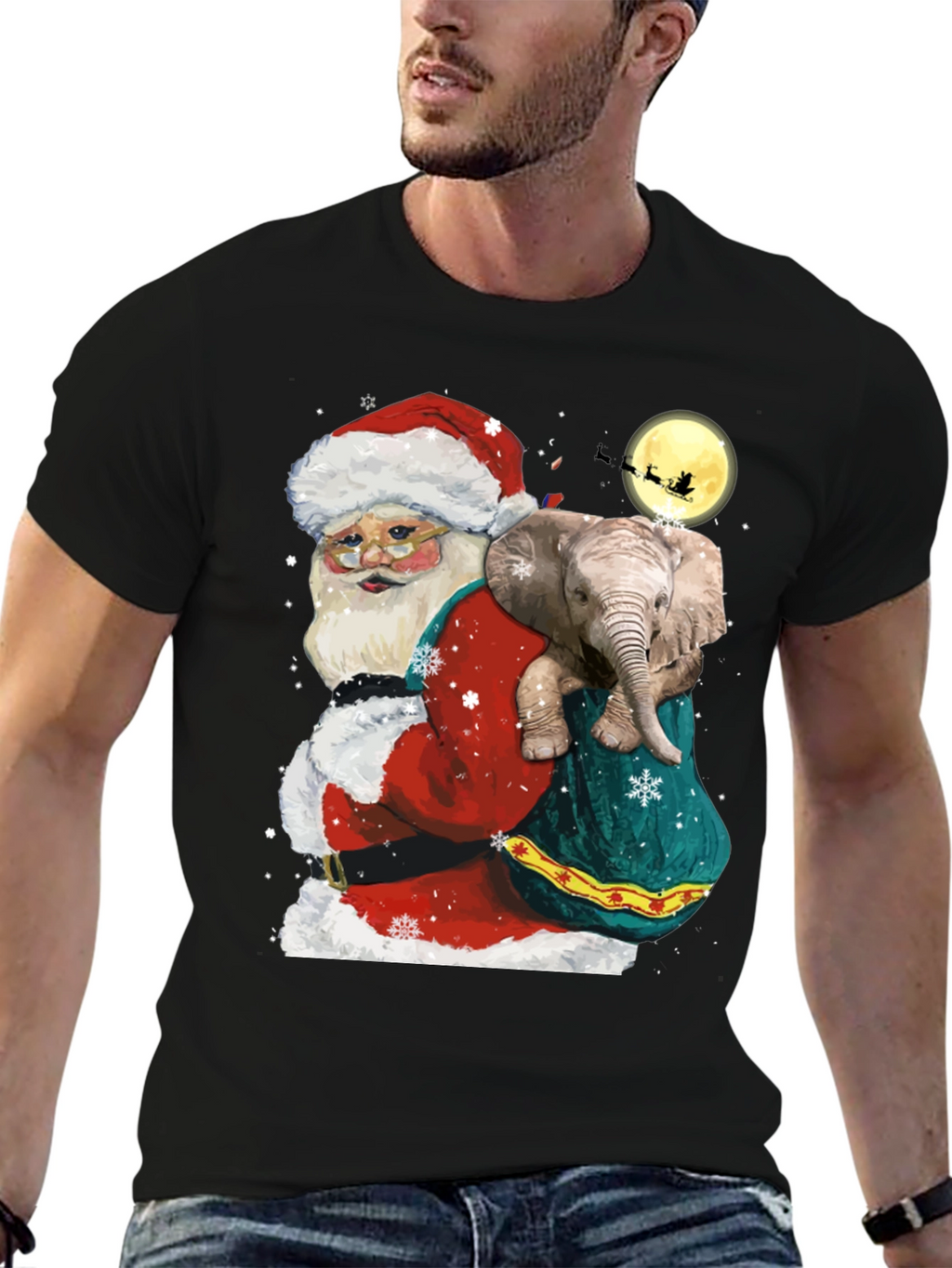Santa Elephant Christmas T-Shirt
