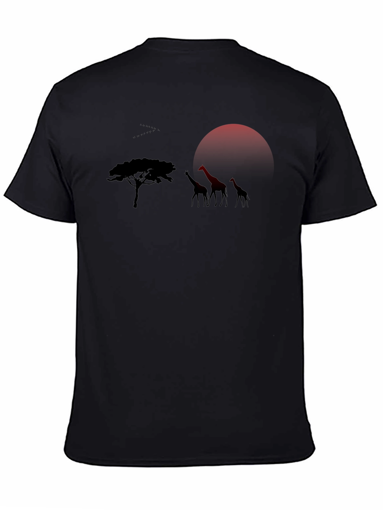 African Sunset Giraffe Graphic Tee - Black