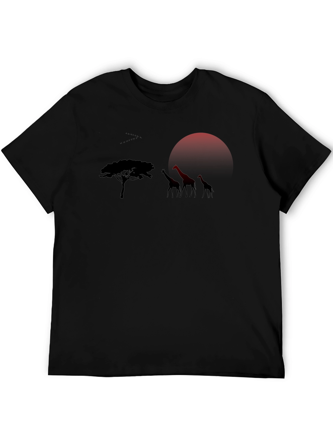 African Sunset Giraffe Graphic Tee - Black