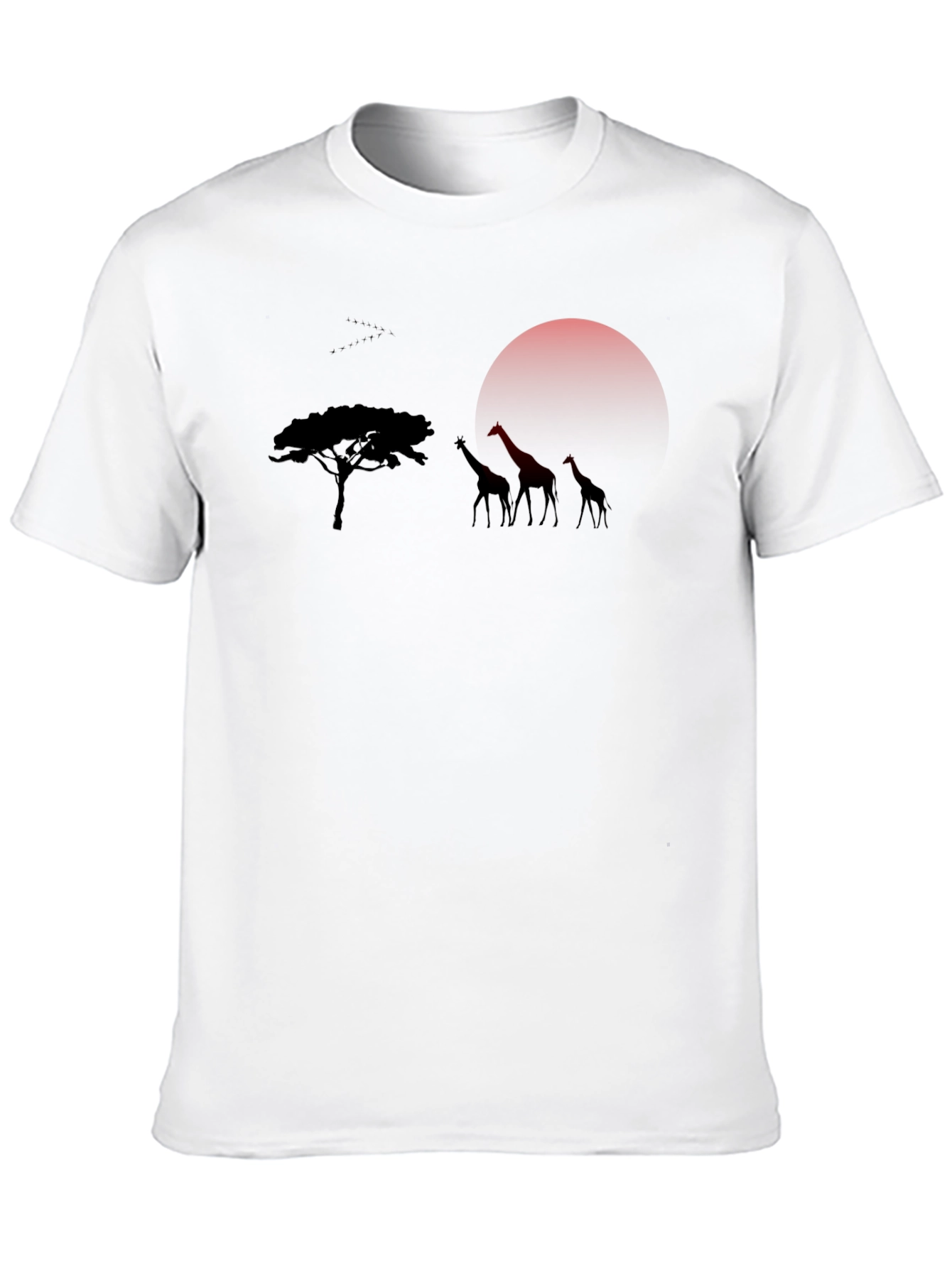 African Sunset Giraffe Graphic Tee - Black