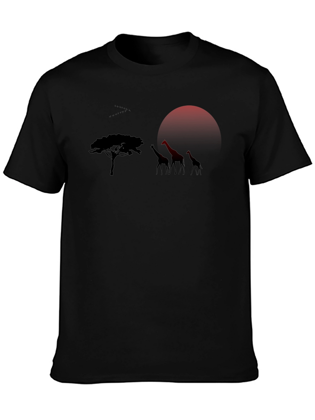 African Sunset Giraffe Graphic Tee - Black