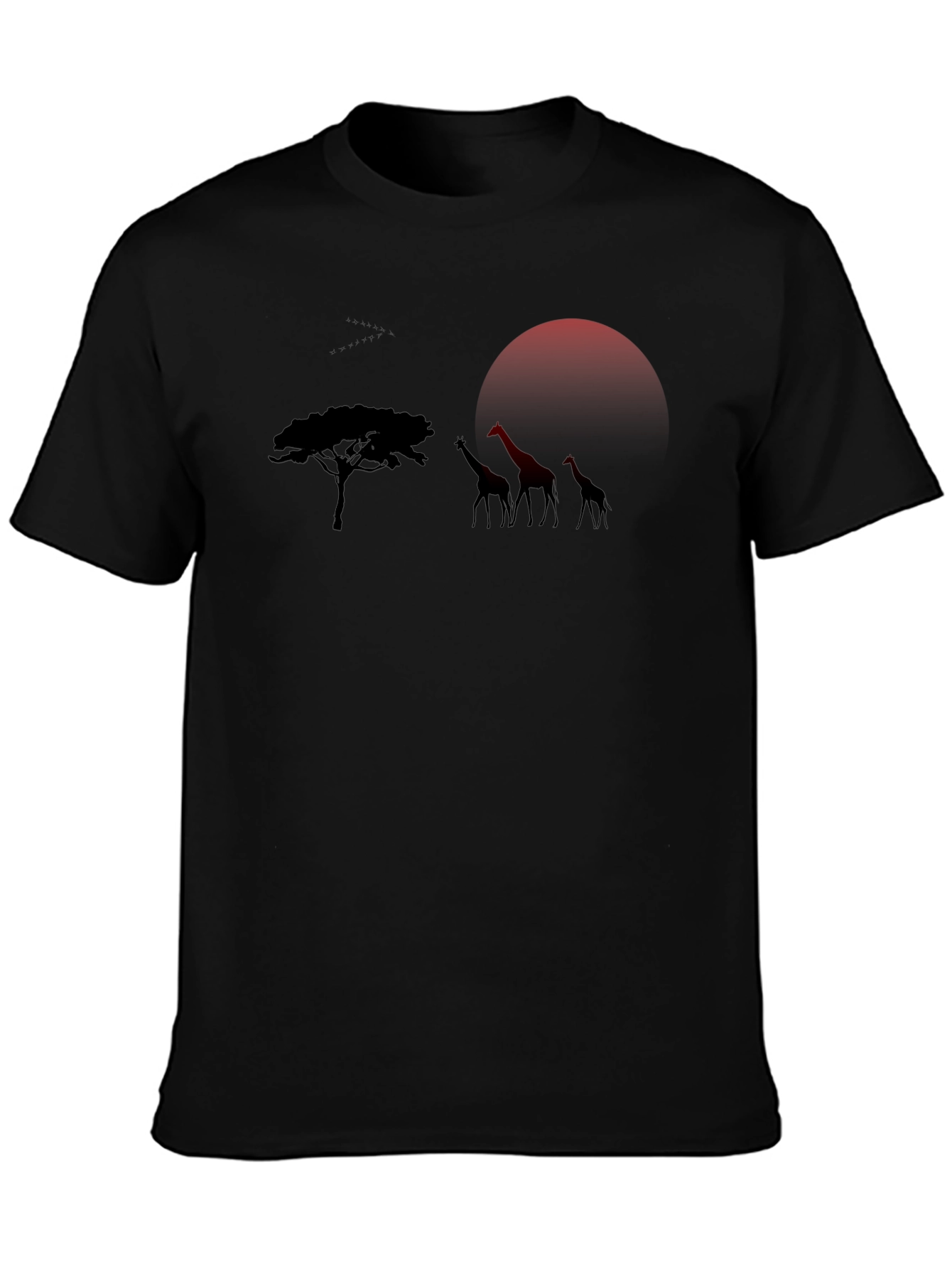 African Sunset Giraffe Graphic Tee - Black