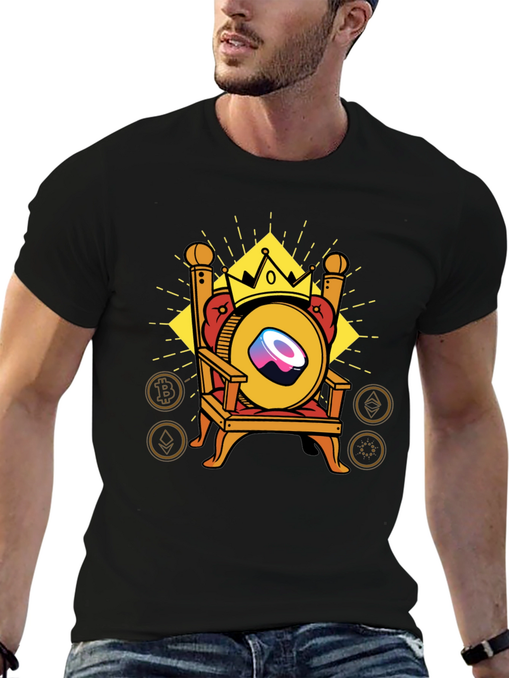 Crypto King T-Shirt - Sushi Throne Design