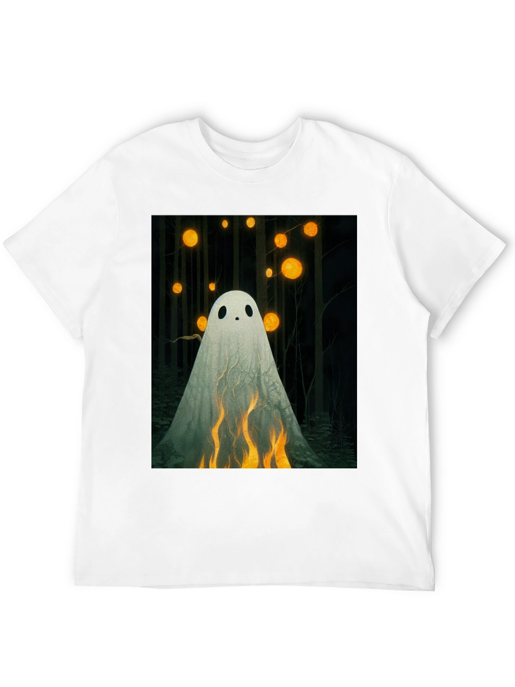 Ghostly Flames Graphic Tee - Halloween Shirt