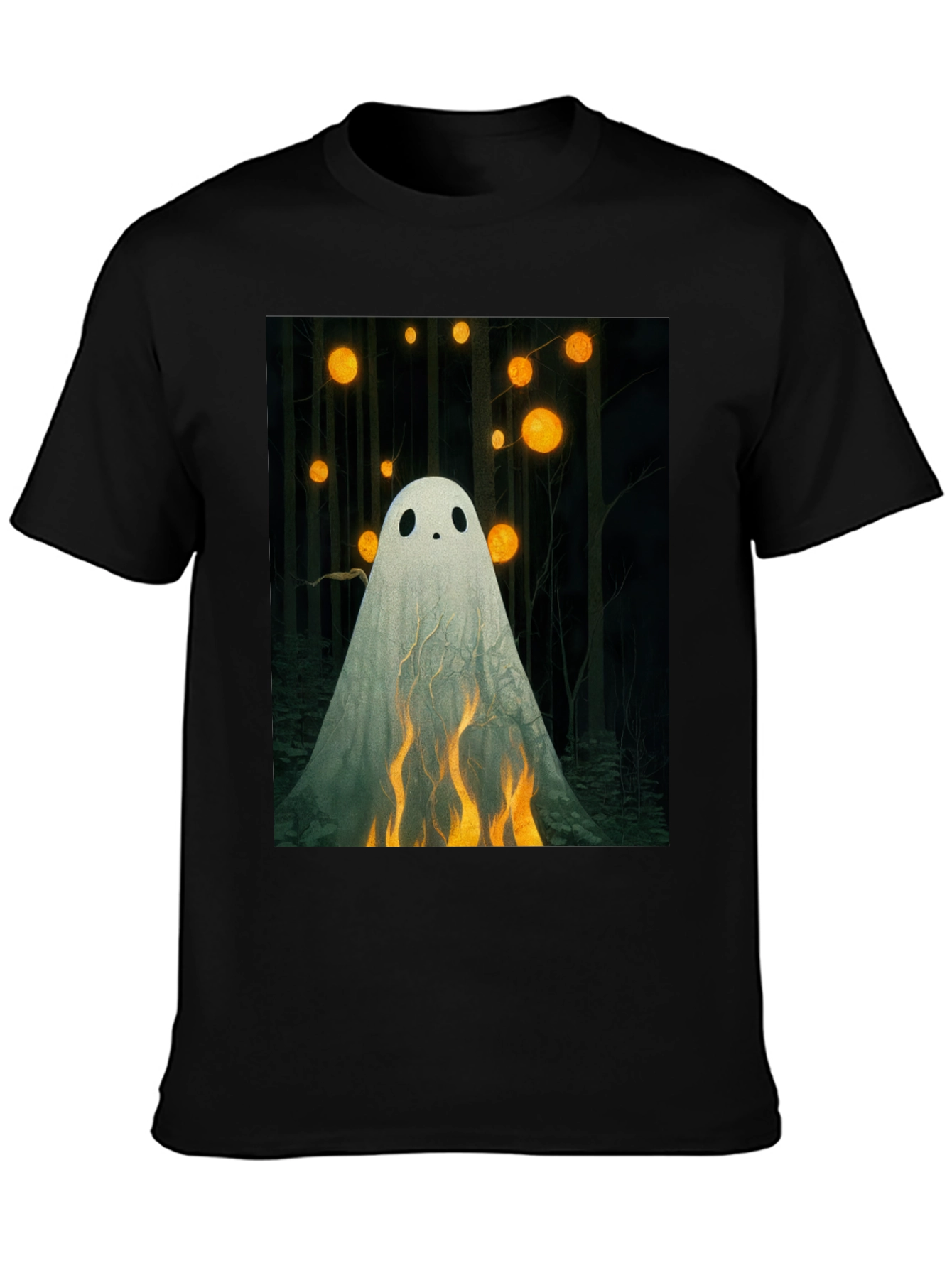 Ghostly Flames Graphic Tee - Halloween Shirt